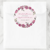 パープルモダンフラワーズ&タイポグラフィブライダルシャワー ラウンドシール (バッグ)