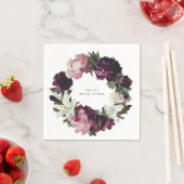 パープルモダンフラワーリースブライダルシャワー スタンダードカクテルナプキン (インサイチュ)