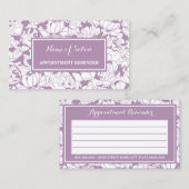 パープルモダンフローラガーリーアポイントメントアラーム 予約カード (正面/裏面)