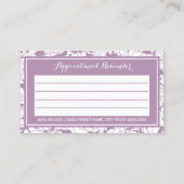 パープルモダンフローラガーリーアポイントメントアラーム 予約カード (裏面)