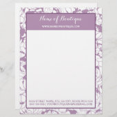 パープルモダンフローラガーリー美しいブティック レターヘッド (正面/裏面)