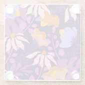 パープルモダンフローラコースター ガラスコースター (裏面)