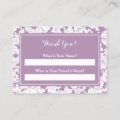 パープルモダンフローラサロンフレンド紹介クーポン 紹介カード (裏面)