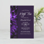 パープルモダンフローラハイティーブライダルシャワー 招待状 (スタンド正面)