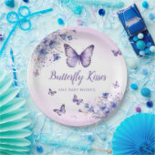 パープルモダンフローラバタフライガールベビーシャワー ペーパープレート (パーティー)