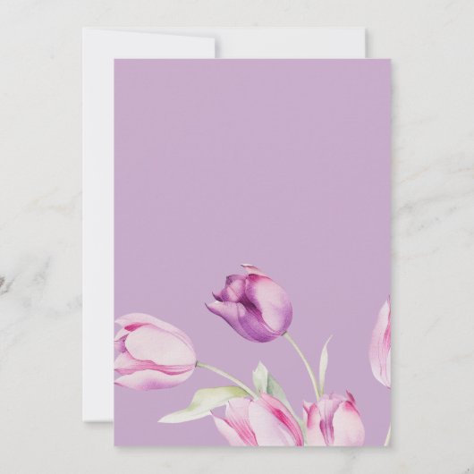 パープルモダンフローラバタフライガールベビーシャワー 招待状 (裏面)