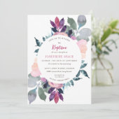 パープルモダンフローラバプテスマ 招待状 (スタンド正面)