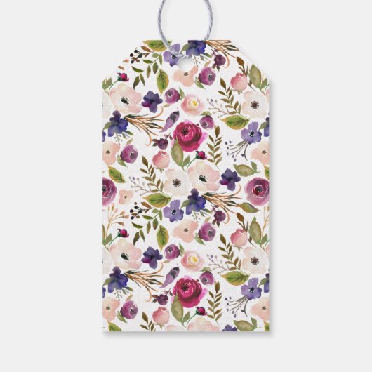 パープルモダンフローラブライダルシャワーお気に入りギフトラベル ギフトタグ (裏面)