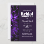 パープルモダンフローラブライダルシャワー 招待状 (正面)