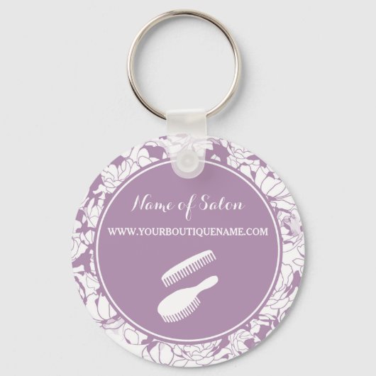 パープルモダンフローラヘアアンド美しいブティック キーホルダー (正面)