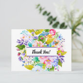 パープルモダンフローラロマンチックありがとう サンキューカード (スタンド正面)