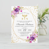 パープルモダンフローラ看護学校卒業 招待状 (スタンド正面)