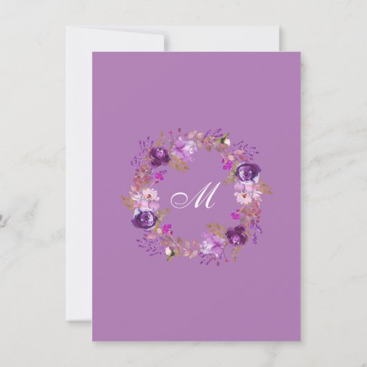 パープルモダンフローラ看護学校卒業 招待状 (裏面)