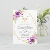 パープルモダンフローラ看護学校卒業 招待状 (スタンド正面)