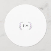 パープルモダンフローラ薄紫結婚のラウンドフラットメニュー メニュー (裏面)