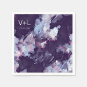 パープルモダンブラシストロ結婚ーク スタンダードカクテルナプキン (正面)