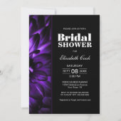 パープルモダンブラックフローラブライダルシャワー 招待状 (正面)