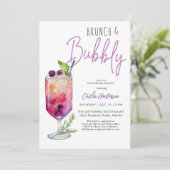 パープルモダンブランチとバブリーブライダルシャワー 招待状 (スタンド正面)