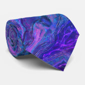 パープルモダンブルーグラデーション液体アートネックタイ ネクタイ (ロール)