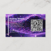 パープルモダンプロフェッショナルカードQRコード爪、 ネイル技術 名刺 (正面)