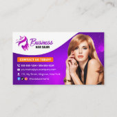 パープルモダンヘアスタイリスト美しいサロン美容師 ロイヤリティカード (正面)