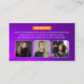 パープルモダンヘアスタイリスト美しいサロン美容師 名刺 (裏面)