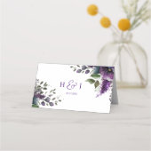 パープルモダンボタニカルガーデンエレガントな結婚式 プレイスカード (裏面)