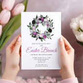 パープルモダンボタニカルリースイースターブランチ 招待状