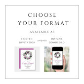 パープルモダンボタニカルリースイースターブランチ 招待状