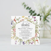 パープルモダンボタニカルワイルドフラワーブライダルシャワー 招待状 (スタンド正面)