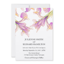 パープルモダンボタニカル結婚式招待状