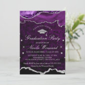 パープルモダンマーブルゲート卒業パーティー 招待状 (スタンド正面)