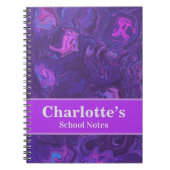 パープルモダンマーブル抽象芸術新学期 ノートブック (正面)