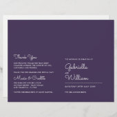 パープルモダンミニマリストスクリプト結婚式 プログラム (正面/裏面)