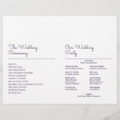 パープルモダンミニマリストスクリプト結婚式 プログラム (裏面)