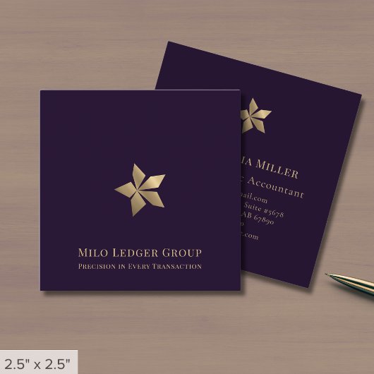 パープルモダンラグジュアリー スクエア名刺