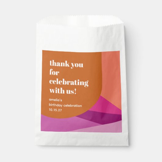 パープルモダンラストアーカスタムト誕生日ありがとう フェイバーバッグ (正面)