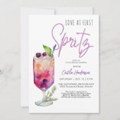 パープルモダンラブアットファーストスピリッツブライダルシャワー 招待状 (正面)