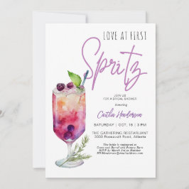 パープルモダンラブアットファーストスピリッツブライダルシャワー 招待状