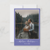 パープルモダンラベンダー(2枚の写真を含む) 結婚 サンキューカード (正面)