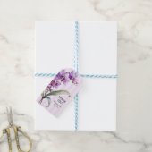 パープルモダンランストライプドフローラありがとう ギフトタグ (より糸付き)