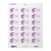 パープルモダンランストライプドフローラ誕生日 ラベル (フルシート)