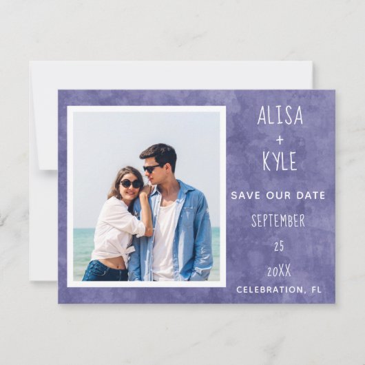 パープルモダン写真 Save the Date (正面)