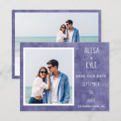 パープルモダン写真 Save the Date (正面/裏面)