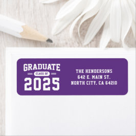 パープルモダン卒業式差出人住所ラベル ラベル