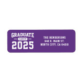 パープルモダン卒業式差出人住所ラベル ラベル (正面)