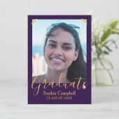パープルモダン卒業式招待状 招待状 (スタンド正面)