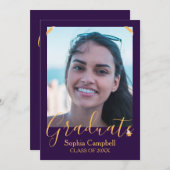 パープルモダン卒業式招待状 招待状 (正面/裏面)