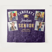 パープルモダン卒業式4フォトブース背景 タペストリー (正面(横))