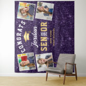 パープルモダン卒業式4フォトブース背景 タペストリー (インサイチュ)